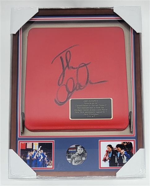 Jack OCallahan 1980 Team USA Autographed & Framed Authentic Seat Bottom From Lake Placid w/ LOA