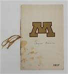Bernie Bierman Autographed 1937 Minnesota Gophers Football Recognition Book w/ 2 Sigs Beckett LOA