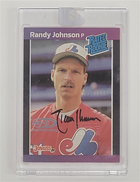 Randy Johnson Autographed 1989 Donruss Rated Rookie Panini Black Box 1 Of 1 Card *Error Card - Wrong Birth Year*
