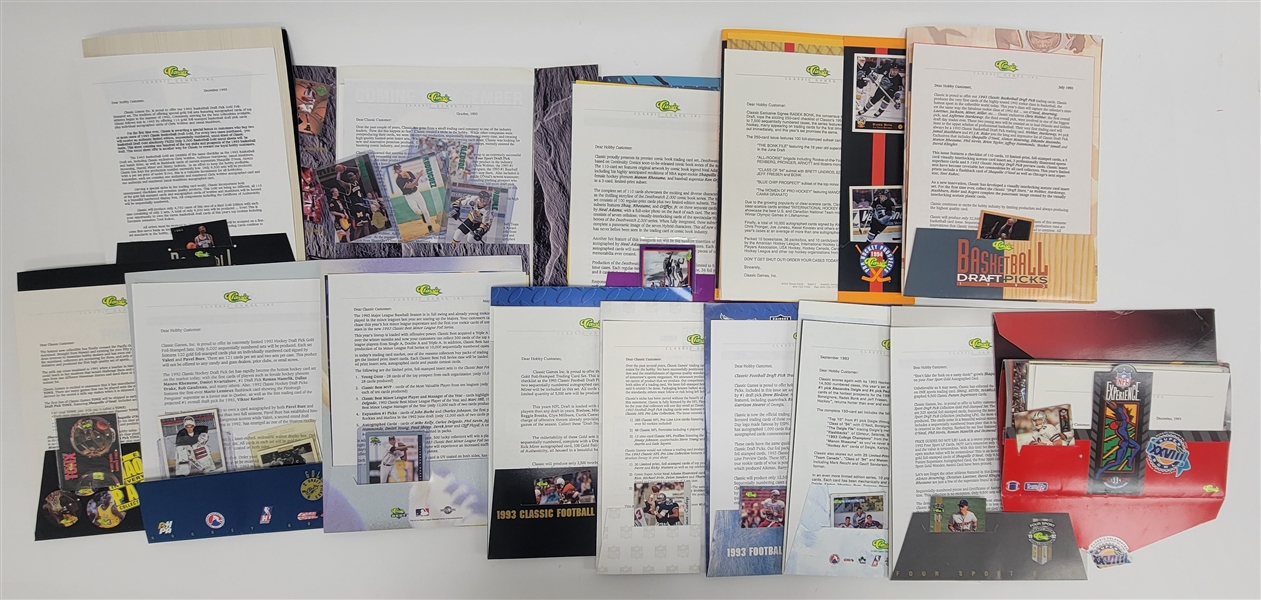 Collection of Early 1990s Classic Cards Media/Vendor Kits w/ Press Release & Order Forms