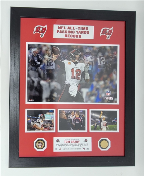Tom Brady NFL All-Time Passing Yards Record Framed Highland Mint Coin Display LE #2/112