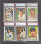 Lot of (6) 1952 Topps Baseball Low Number Cards w/ 4 Black Backs