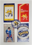 Lot of 4 Minnesota Fighting Saints, WHA, & Minnesota Swarm Media Guides + Original Fighting Saints Shoulder Patch