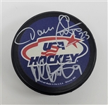 Neal Broten & Dave Christian Dual Autographed USA Hockey Puck