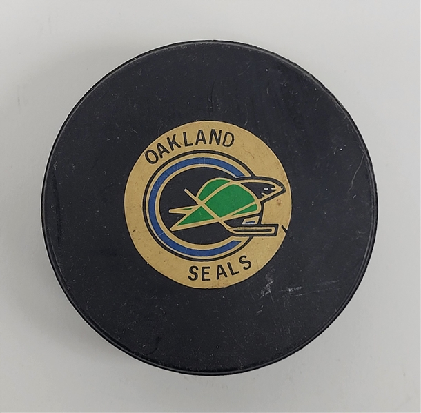 Oakland Seals Game Used Hockey Puck