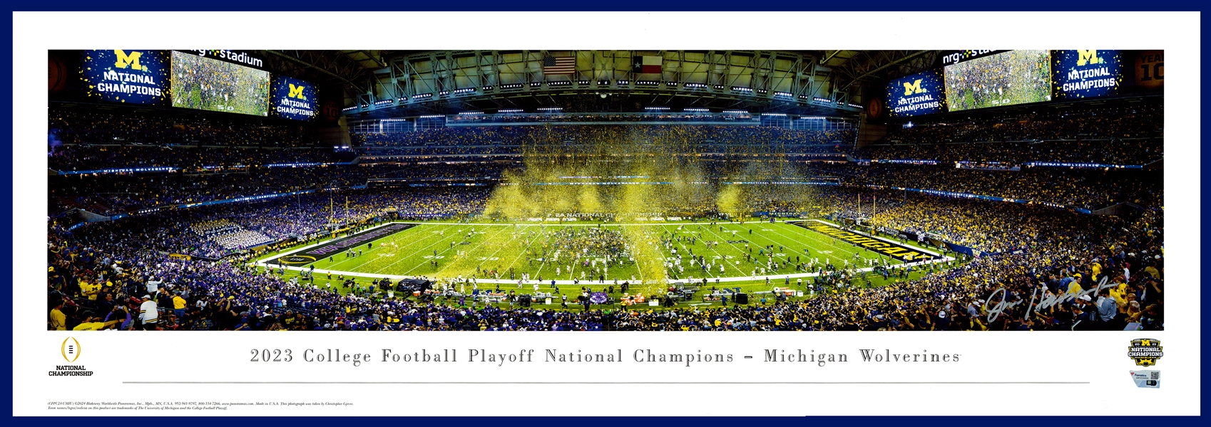 Jim Harbaugh Autographed Michigan Wolverines National Championship Game 13x40 Panoramic Photo