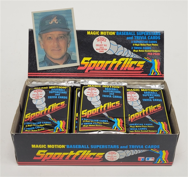 1986 Sportflics Baseball Opened Wax Box w/ Unopened Packs