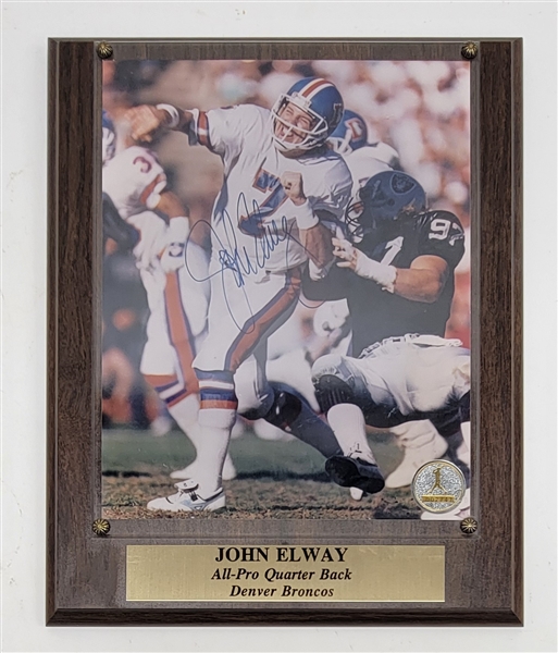 John Elway Autographed 8x10 Photo Plaque