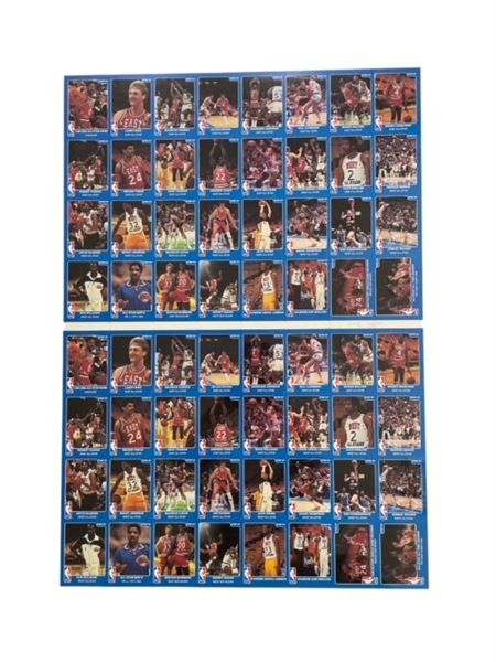 1983 Star Co. RARE Uncut Basketball Card Sheet w/Bird Magic Dr. J & Jabbar