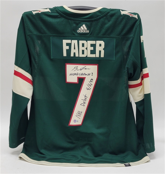 Brock Faber Autographed & Multi-Inscribed Minnesota Wild Authentic Jersey Beckett