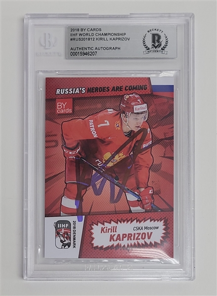 Kirill Kaprizov Autographed 2018 BY Cards IIHF World Championship #RUS201812 Card BGS