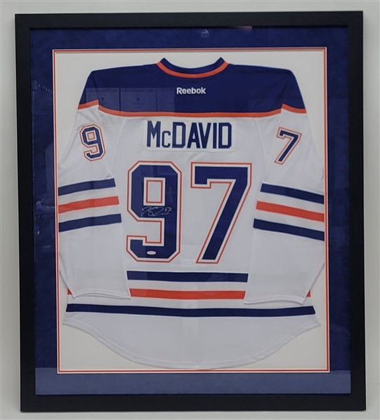 Connor McDavid Autographed & Framed Edmonton Oilers Authentic Rookie Year Jersey UDA