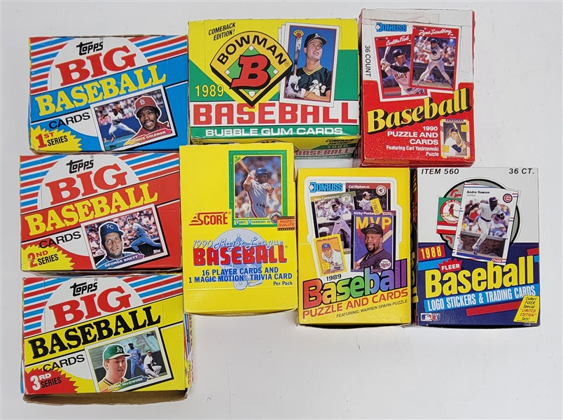 Lot of (8) 1980s-90s Baseball Card Boxes