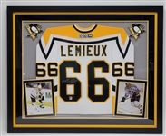 Mario Lemieux Autographed & Framed Pittsburgh Penguins Jersey Steiner