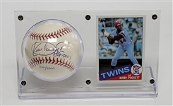 Kirby Puckett Mint Autographed & HOF Inscribed OAL Baseball LE #626/2304 w/ Rookie Card Beckett LOA