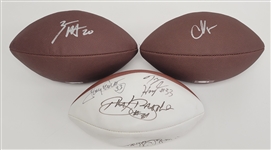 Lot of 2 Chad Ochocinco & Zack Moss Autographed Footballs + Multi-Signed Football w/ Tony Dorsett Beckett & JSA