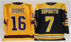 Lot of 2 Phil Esposito & Marcel Dionne Autographed Custom Jerseys JSA