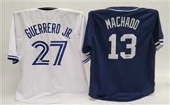 Lot of 2 Vladimir Guerrero Jr. & Manny Machado Autographed Custom Jerseys Beckett & JSA