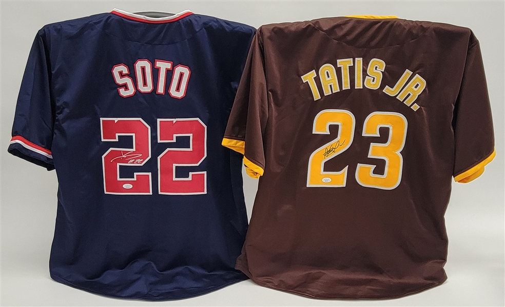 Lot of 2 Juan Soto & Fernando Tatis Jr. Autographed Custom Jerseys JSA