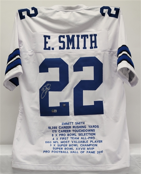 Emmitt Smith Autographed Custom Stat Jersey Beckett