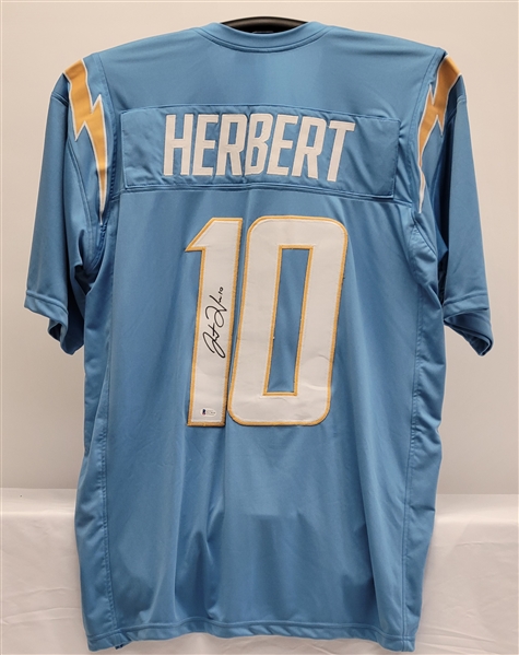 Justin Herbert Autographed Custom Jersey Beckett