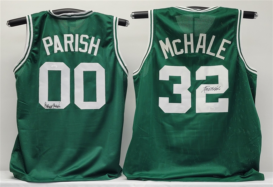 Lot of 2 Kevin McHale & Robert Parish Autographed Custom Jerseys JSA