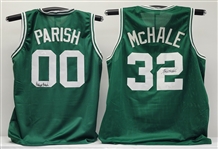 Lot of 2 Kevin McHale & Robert Parish Autographed Custom Jerseys JSA