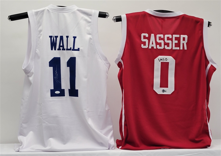 Lot of 2 John Wall & Marcus Sasser Autographed Custom College Jerseys Beckett & JSA