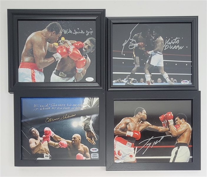 Lot of 4 Boxing Autographed & Framed 8x10 Photos w/ Sugar Ray Leonard