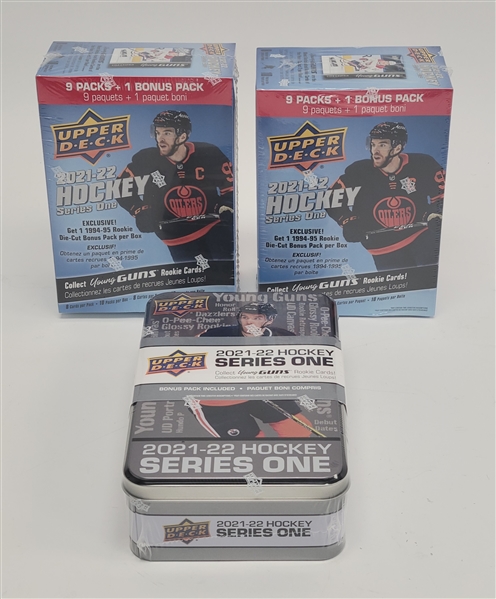 Lot of 3 Factory Sealed 2021-22 Upper Deck Hockey Series One Boxes