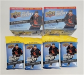 Lot of 6 Factory Sealed 2021-22 Upper Deck Series One Hockey Card Packs & Blaster Boxes