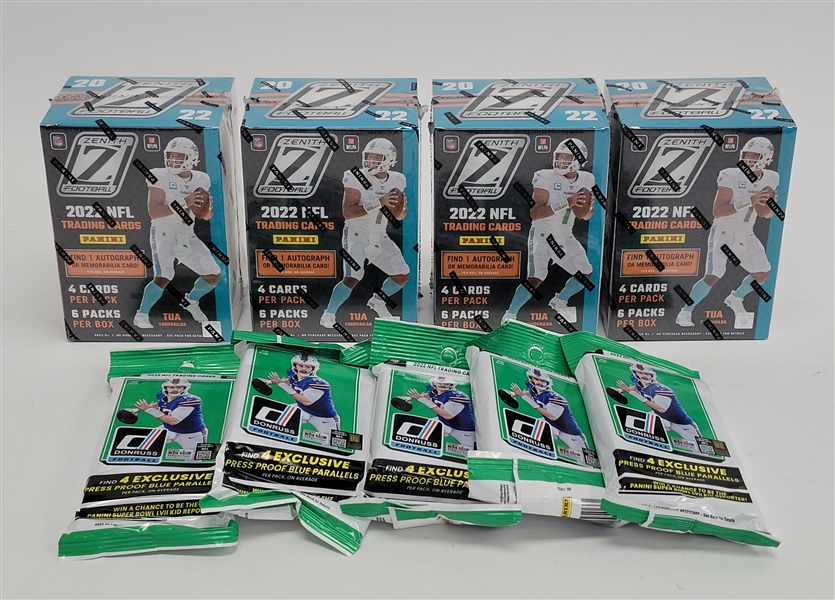 Lot of 9 Factory Sealed 2022 Football Card Packs & Blaster Boxes