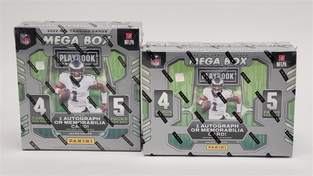 Lot of 2 Factory Sealed 2022 Panini Playbook Football Mega Boxes