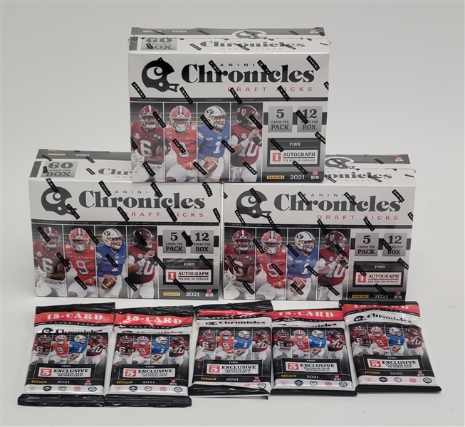 Lot of 8 Factory Sealed 2021 Panini Chronicles Football Mega Boxes & Packs