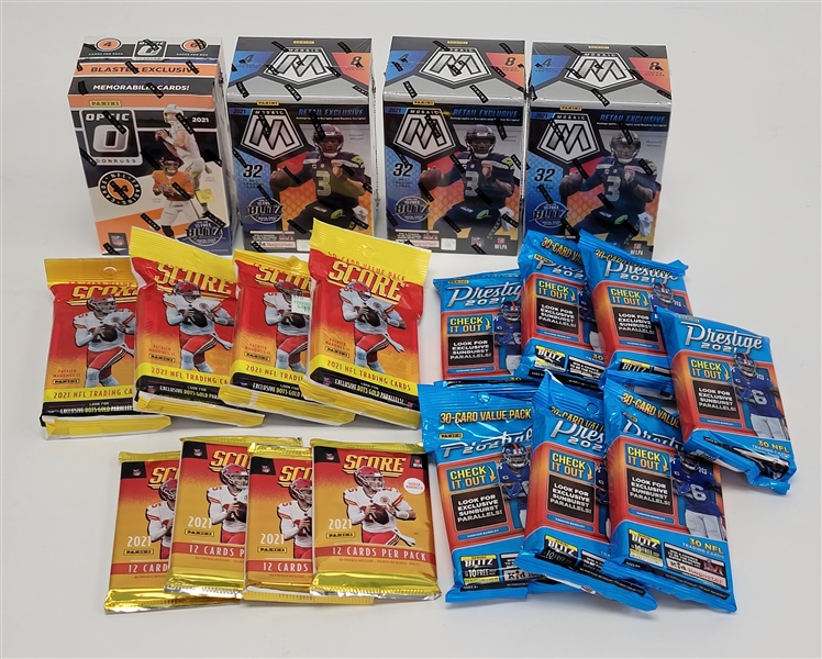 Collection of Factory Sealed 2021 Panini Football Blaster Boxes & Packs