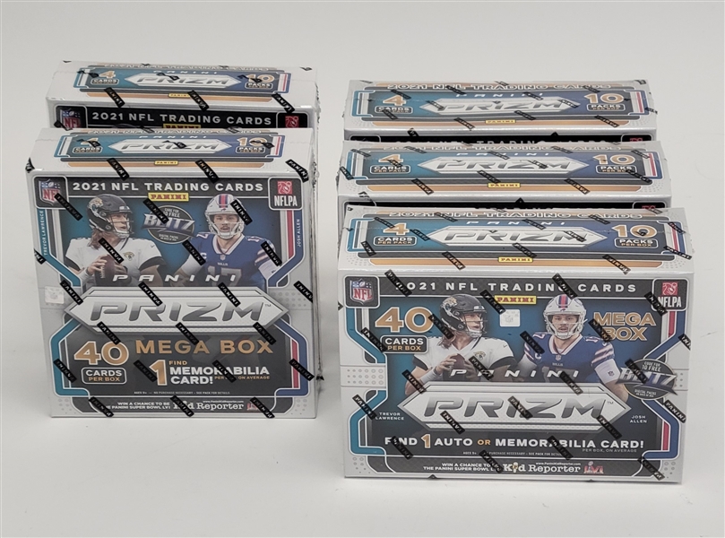 Lot of 5 Factory Sealed 2021 Panini Prizm Football Mega Boxes