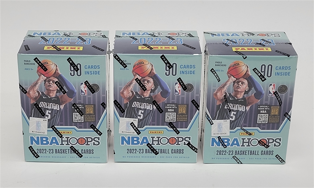 Lot of 3 Factory Sealed 2022-23 Panini NBA Hoops Blaster Boxes