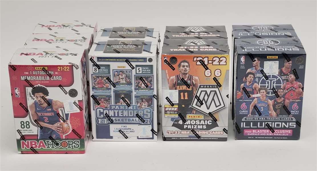 Lot of 9 Factory Sealed 2021-22 Panini Basketball Blaster Boxes