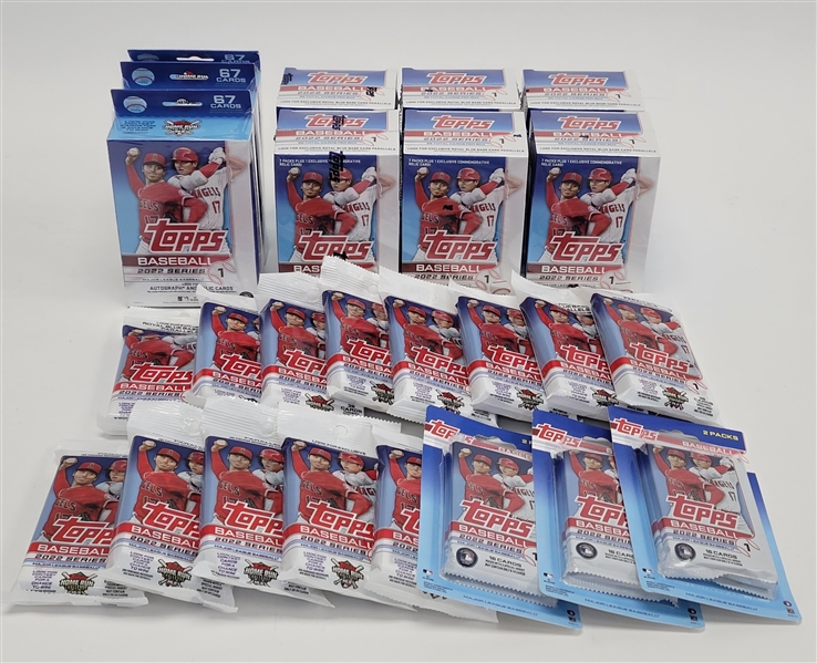 Collection of Factory Sealed 2022 Topps Baseball Series 1 Boxes & Packs