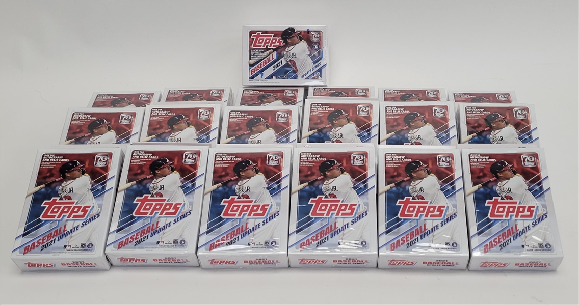 Collection of Factory Sealed 2021 Topps Baseball Update Series Hanger Boxes & 1 Blaster Box