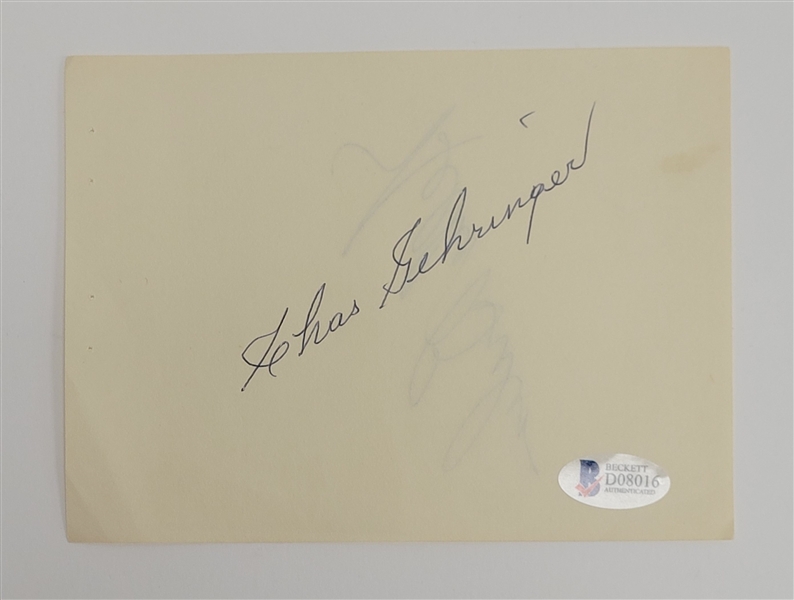 Charlie Gehringer Autographed Cut Signature Beckett