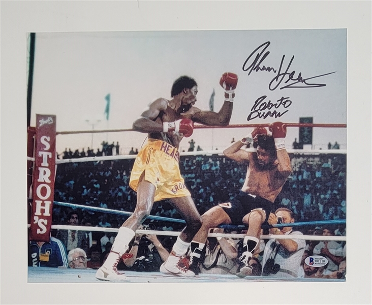 Thomas Hearns & Roberto Duran Dual Autographed 11x14 Photo Beckett