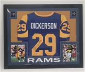 Eric Dickerson Autographed & HOF Inscribed Framed Custom Jersey Beckett