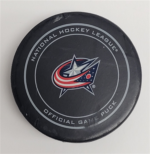 Derek Stepan Columbus Blue Jackets 2016 Game Used Goal Puck