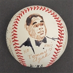 1990 Tommy Agee Original One Of A Kind Baseball w/ Artwork by LeRoy Neiman Signed by Both