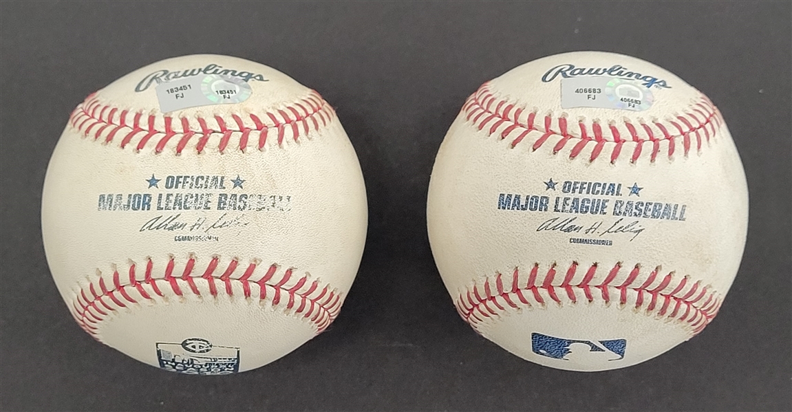 Lot of (2) Minnesota Twins 2010 & 2011 Game Used Baseballs MLB