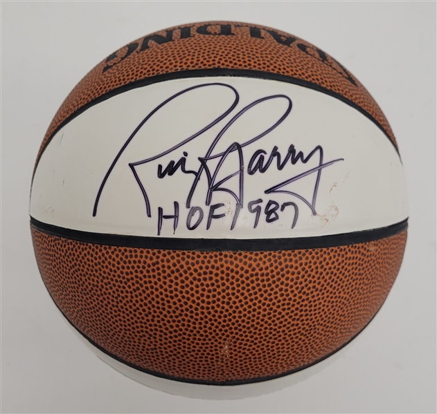 Rick Barry Autographed & HOF Inscribed Mini Basketball Beckett