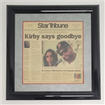 Kirby Puckett Autographed & Framed "Kirby Says Goodbye" Newspaper w/ Beckett LOA