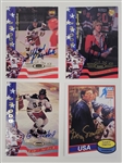 Lot of 4 Mark Pavelich, Bob Suter, Eric Strobel, & Gary Smith Autographed USA Olympic Hockey Cards