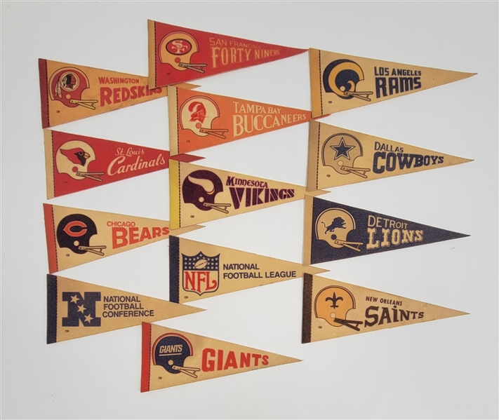 Lot of 13 Vintage NFL Mini Pennants